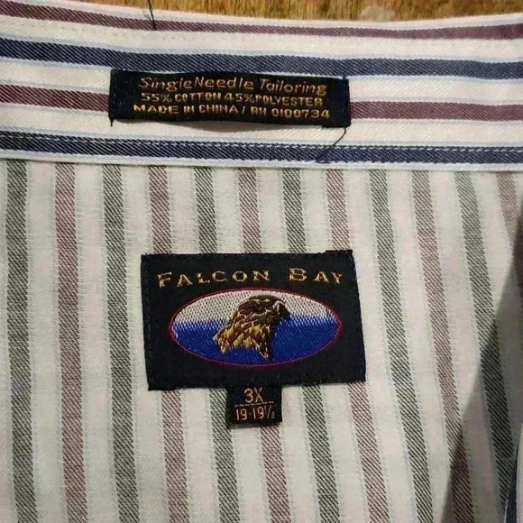 NWT Falcon Bay Striped Western Button Down Pearl Snap Dress Shirt 3X - Picture 3 of 7